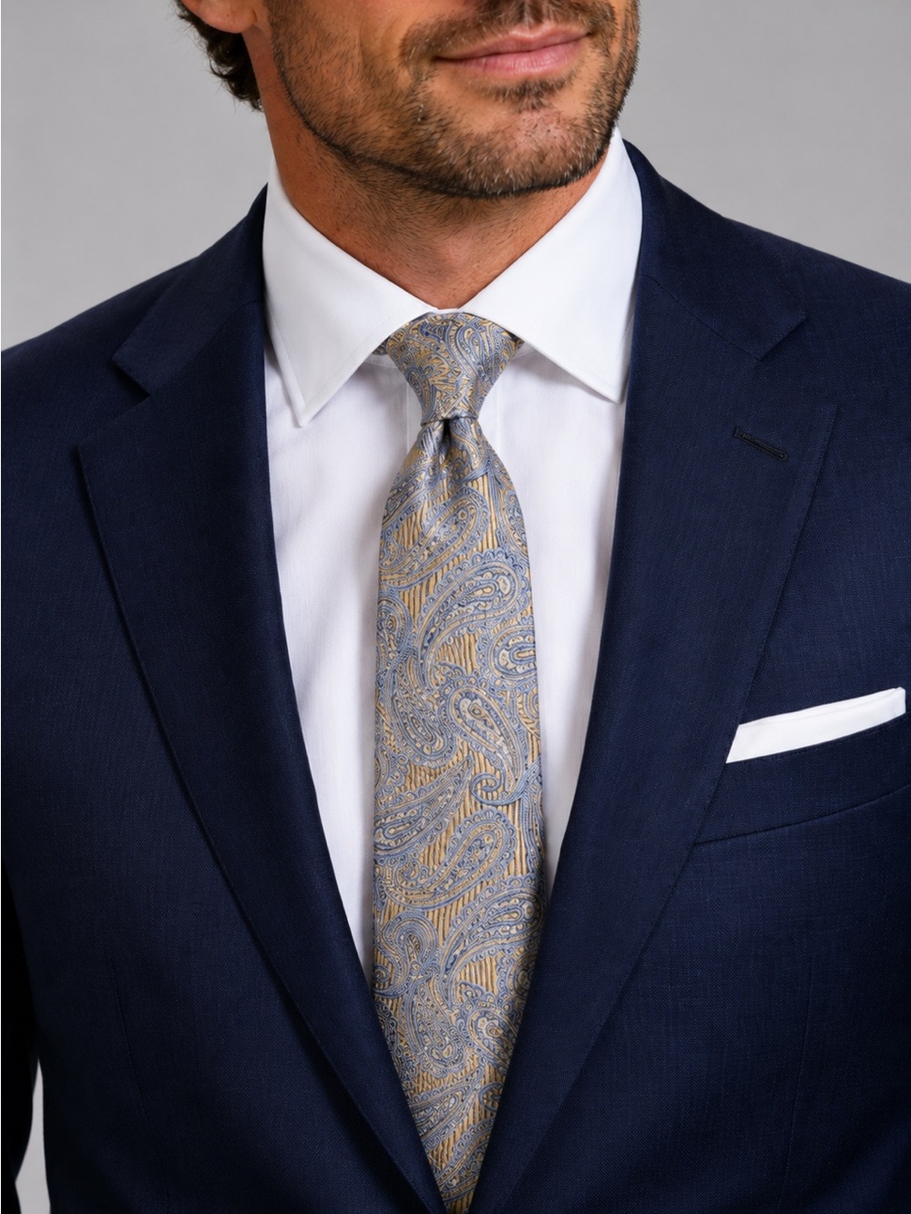 Brooks Brothers “346” Collection Pure Silk Blue & Gold Paisley Men’s Neck Tie